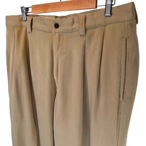Tommy Bahama Men’s 35 Pleated Silk Pants Tan Khaki Dress Casual Resort Wear